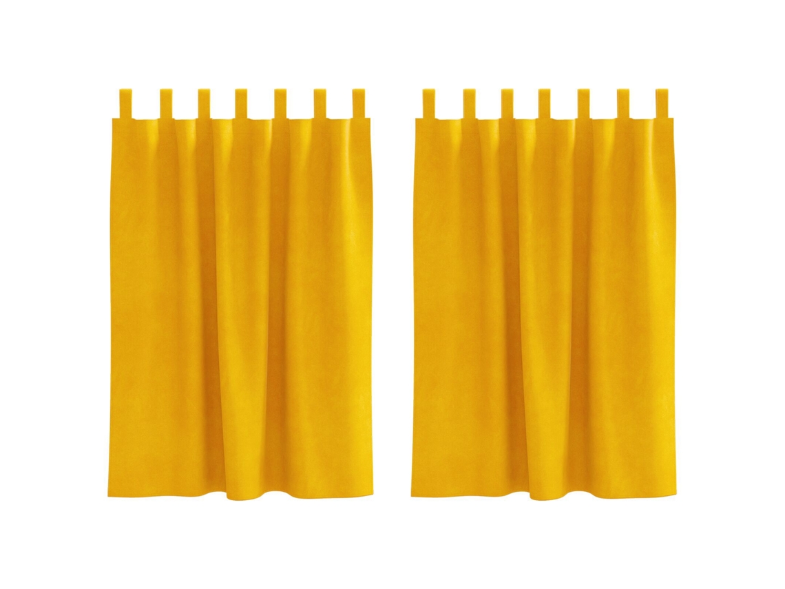 Conjunto 2 Cortinas Opacas Vidaxl Mostarda Veludo (140 X 140 Cm)