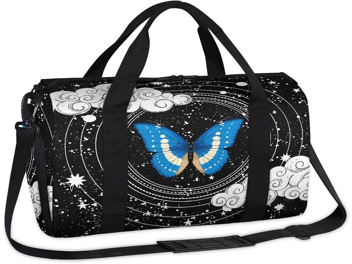 Bolsa Esportiva Étnica com Borboleta POLÍESTER 45x21x23 cm DESIGN