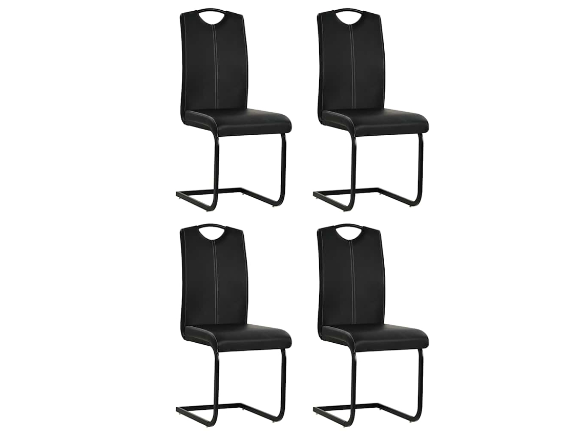 Vidaxl Cadeiras De Jantar Cantilever 4 Pcs Couro Artificial Preto