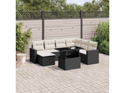 Vidaxl 8 Pcs Conjunto Sofás de Jardim com Almofadões Vime Pe Preto