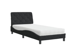 Cama com Colchão 80x200 Cm Veludo Preto MAISON EXCLUSIVE