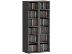 Conjunto 2 Prateleiras Altas 21x22,5x88,5cm com 12 Compartimentos, Capacidade 204 Cds, Armazenamento Cd dvd Preto