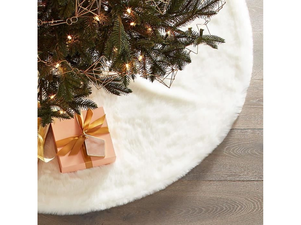 Saia para Árvore de Natal 90 Cm Tapete para Árvore de Natal Branco Base para Árvore de Natal Capas para Tapete de Pelúcia de Pele Sintética P 9