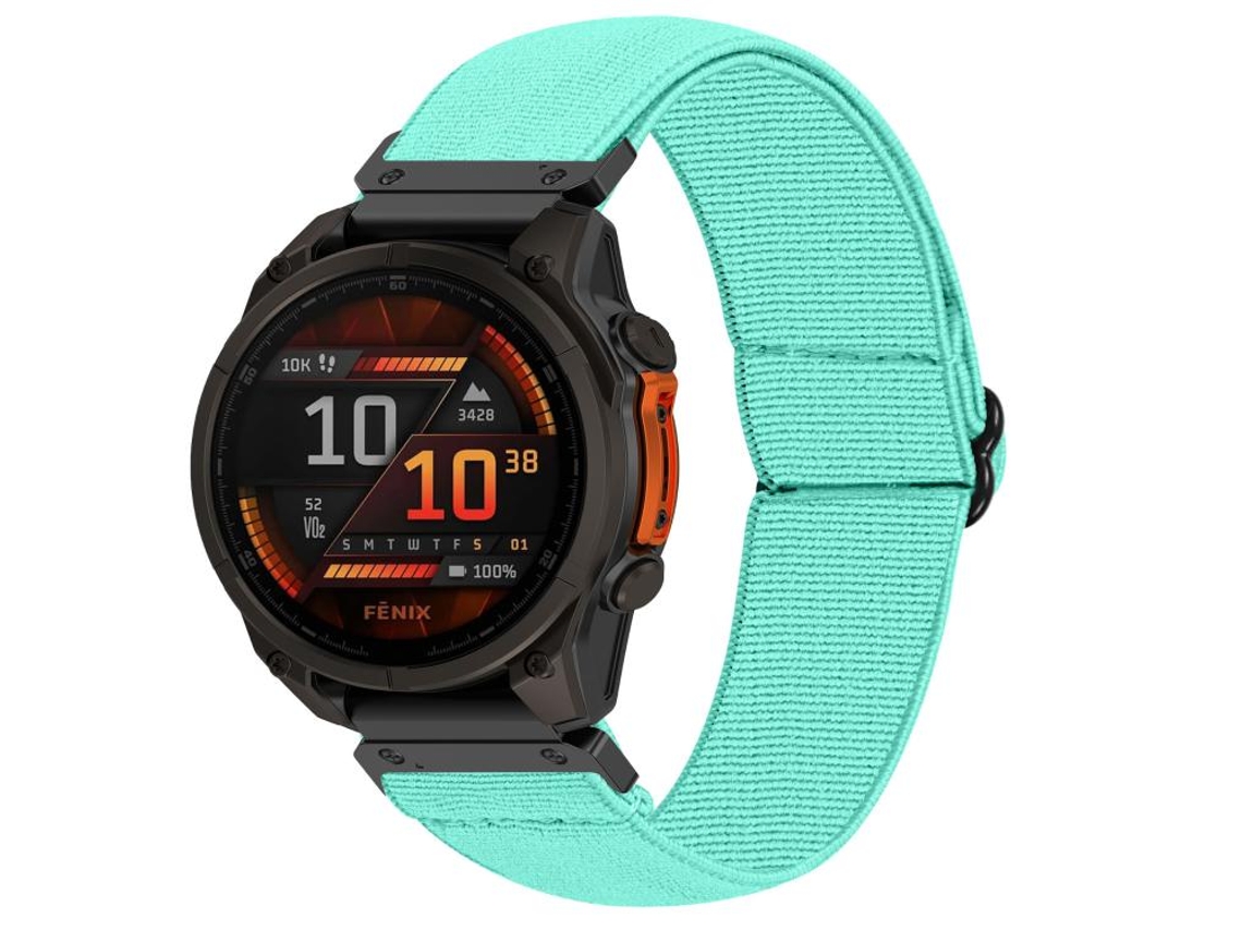 Bracelete para Garmin Nylon elástico vermelho com fivela de aço preta e detalhes verde menta XIAOMOYU (26mm)