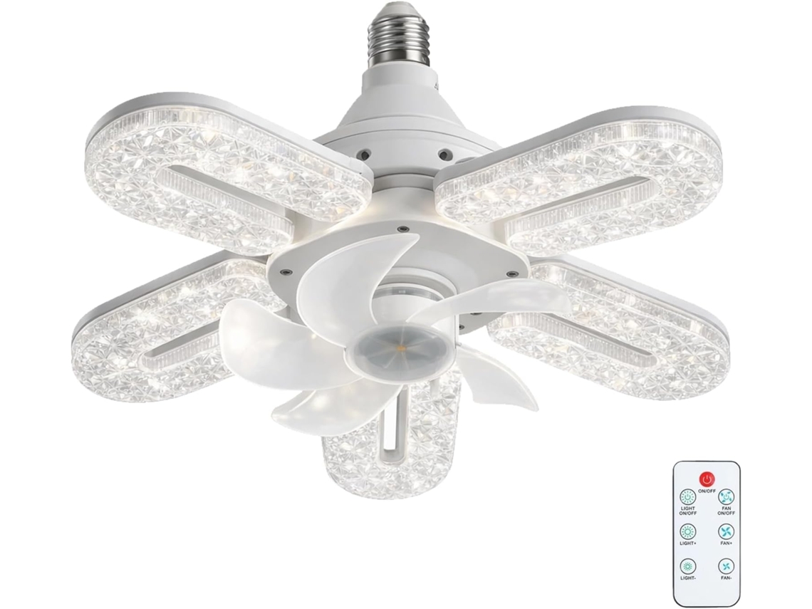 Ventilador De Teto Com Efeito Cristal, 5 Pás E Luminária Led, Estilo