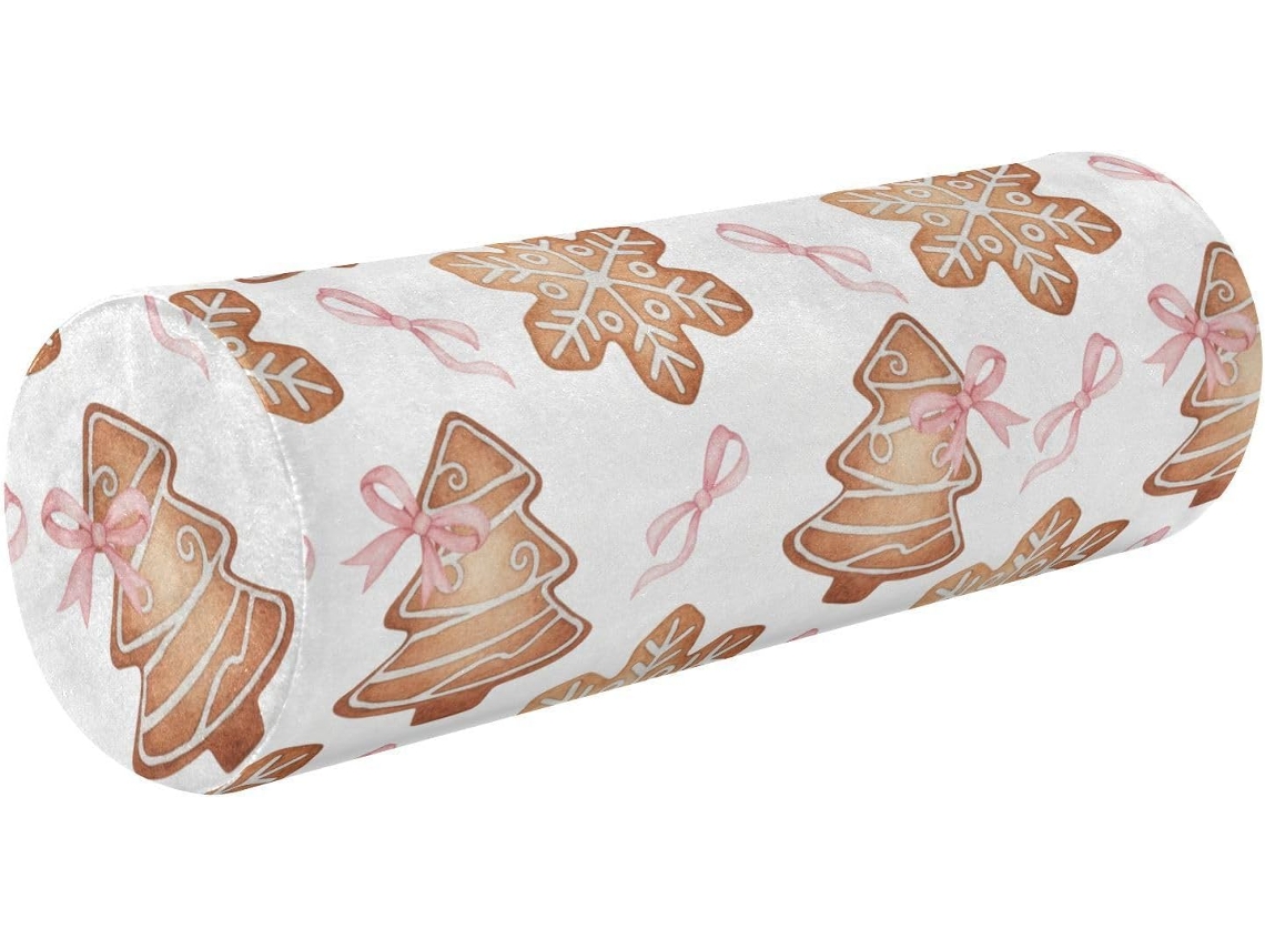 Almofada Cilíndrica Redonda Frodotgv com Capa Removível e Lavável para Dormir Aliviar Dores Branca Rosa