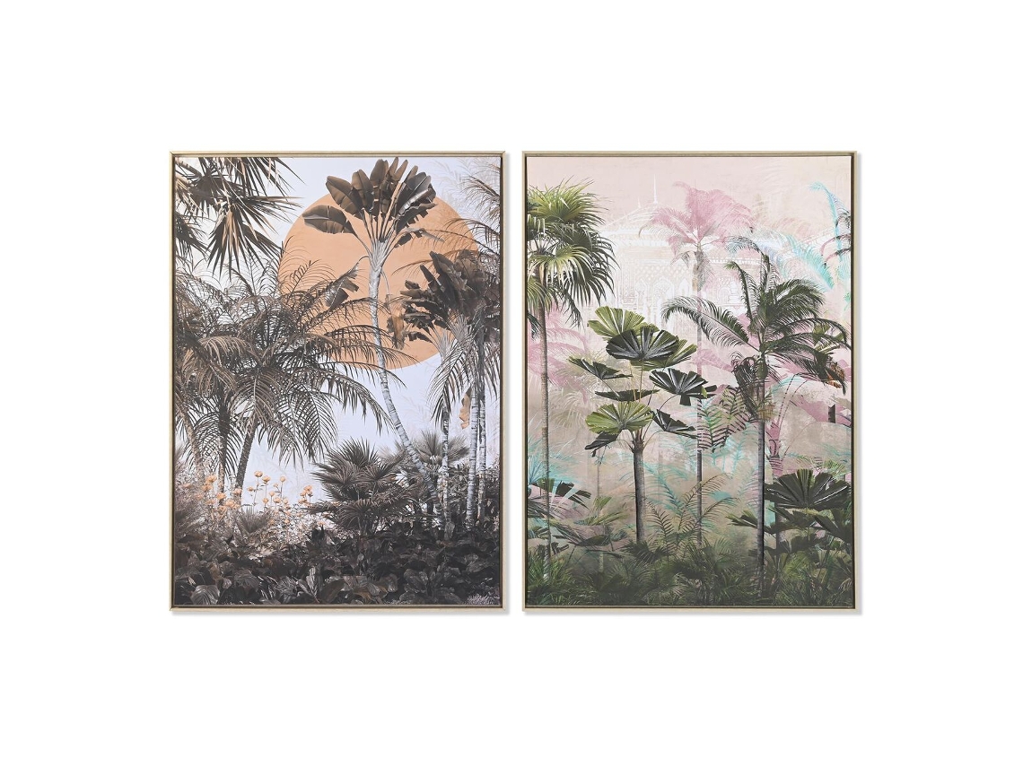 Pintura DKD HOME DECOR Palmeiras Tropical 104x4,5x143,5 cm 2 Unidades