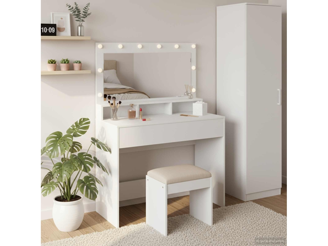 Vidaxl Mesa De Vestir Branco 100 X 41 X 135 Cm Madeira Processada