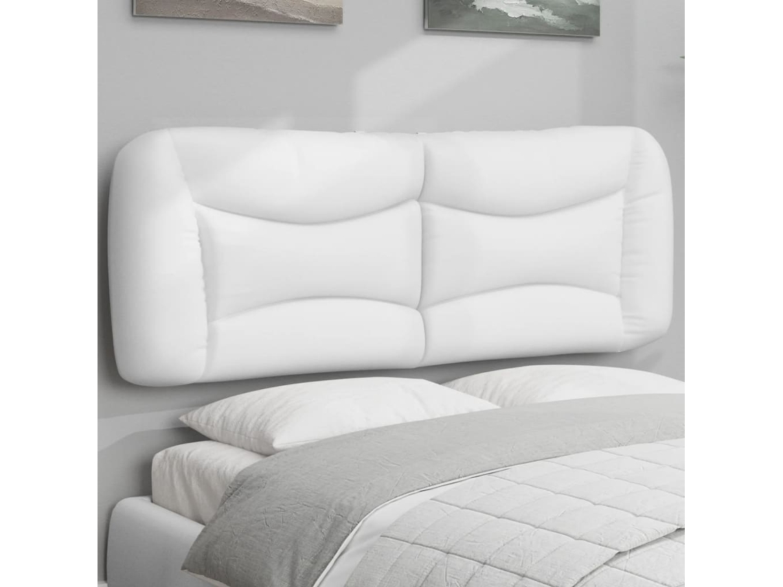 Vidaxl Almofadão De Cabeceira Hvar 137 Cm Couro Artificial Branco