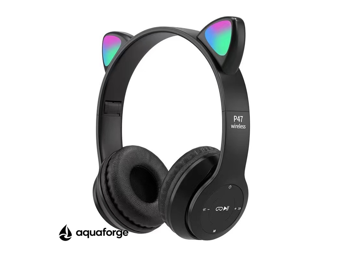 Fones De Ouvido Bluetooth 5.0 Sem Fio Led Design Com Orelhas De Gato