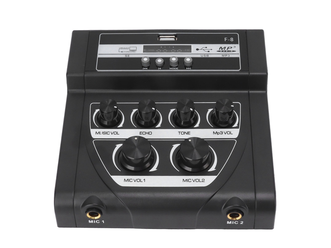 Mixer F8 Microfone Karaokê com Bluetooth, Preto, Casa, Plugue Eu S/MARCA