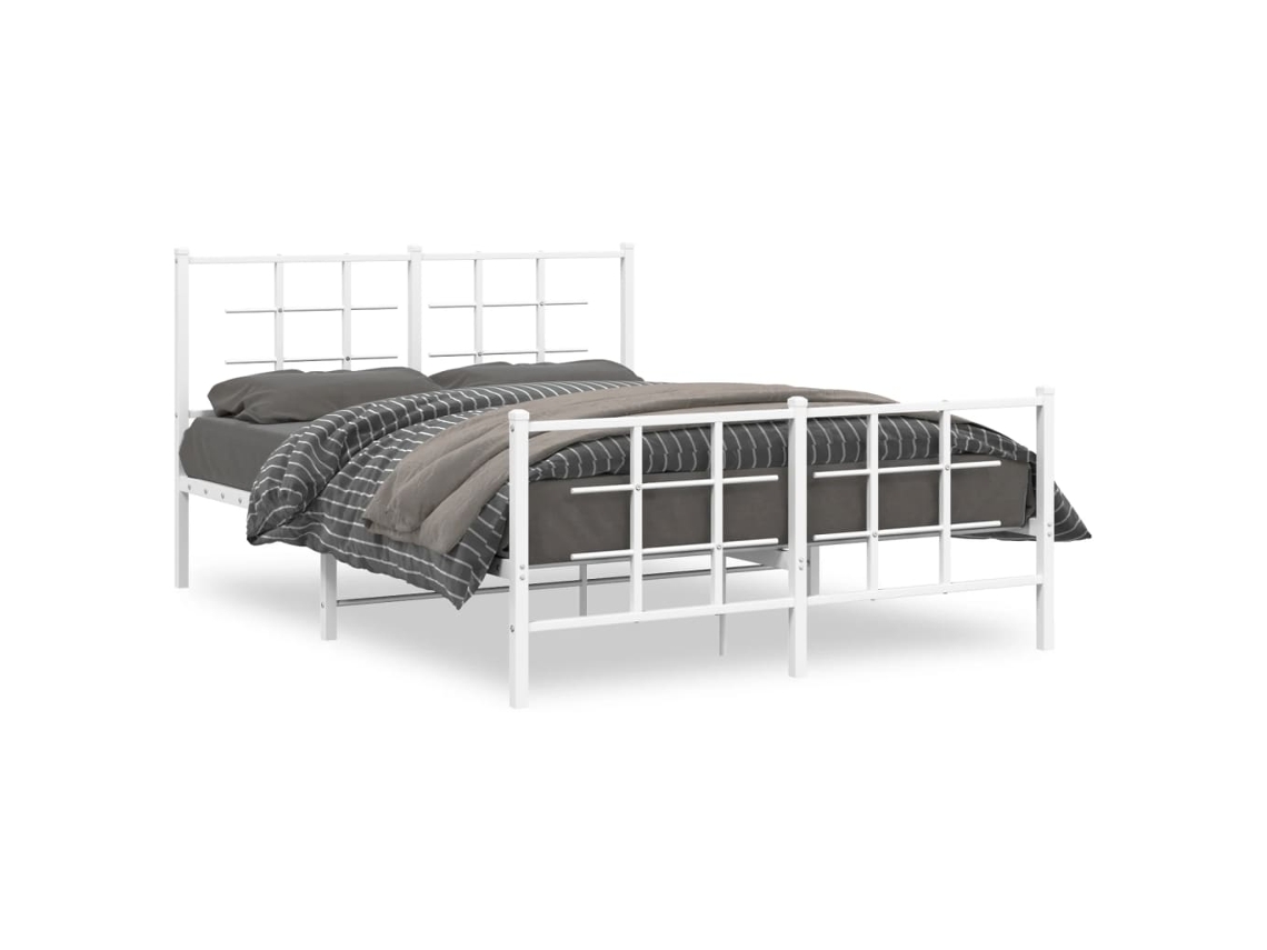 Estrutura de Cama com Cabeceira e Pés Metal Branco MAISON EXCLUSIVE 140x200 cm
