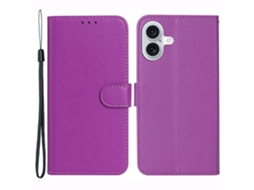 Capa Em Couro Pu Para Apple Iphone 16 Plus Cor Roxo