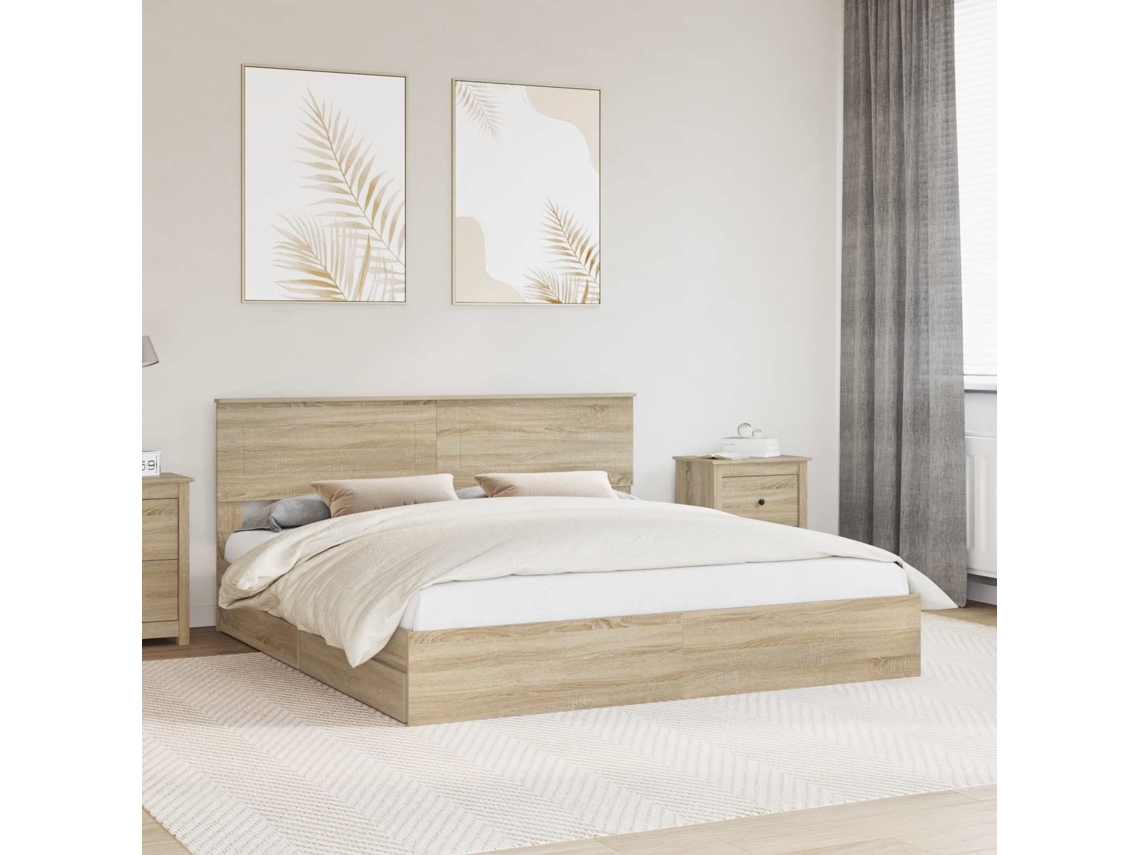 Vidaxl Cama Com Armazenamento Com Gaveta Carvalho Sonoma 180 X 200 Cm