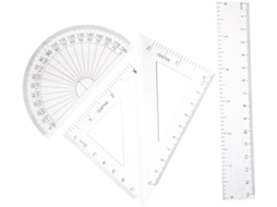 Conjunto De 4 Transferidores E Esquadros Plástico Transparente Villcase, Design Prático E Fácil De Transportar Para Uso