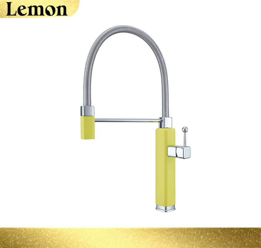(amarelo) Torneira De Cozinha Moderna, Monocomando, Com Válvula De Cerâmica De Furo Único, Torneira Extensível Para Água Quente E Fria