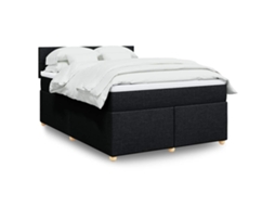 Vidaxl Cama Com Molas/colchão 140x190 Cm Tecido Preto