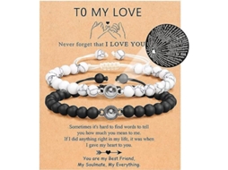 Pulseiras de Casal 2026 em 100 Idiomas "Eu Te Amo" - Presentes Perfeitos para Aniversário, Dia dos Namorados e Natal