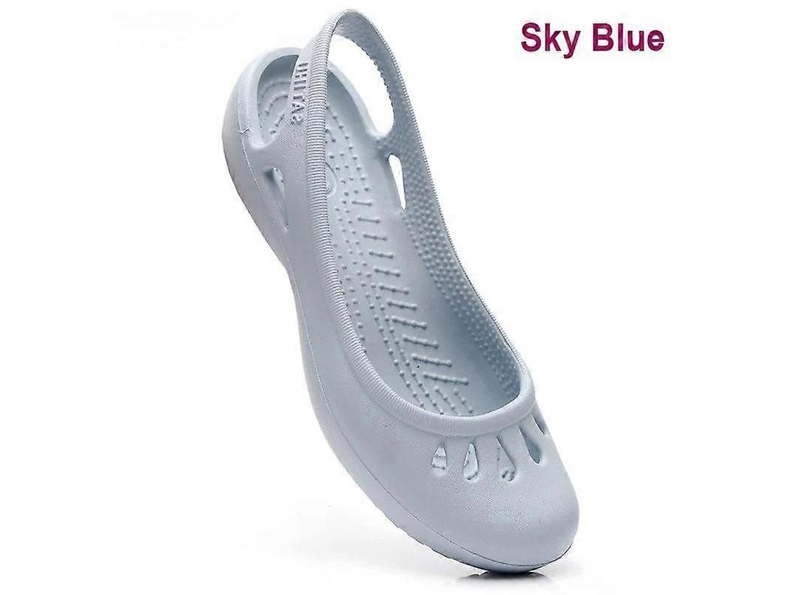 Zapatos Clog De Verano Ligero Antideslizante Para Mujer Sandalias Planas Eva Azul Cielo W7 W7 Azul Céu