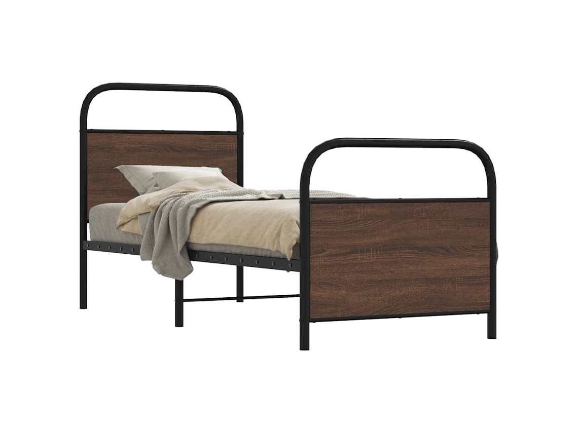 Vidaxl Estrutura Cama S/ Colchão Derivados Madeira Carvalho Castanho