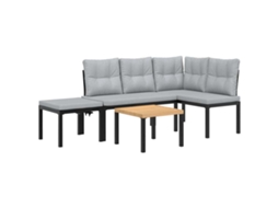 Bancos de Jardim com Almofadões 4 Pcs Aço Revestido a Pó Preto MAISON EXCLUSIVE