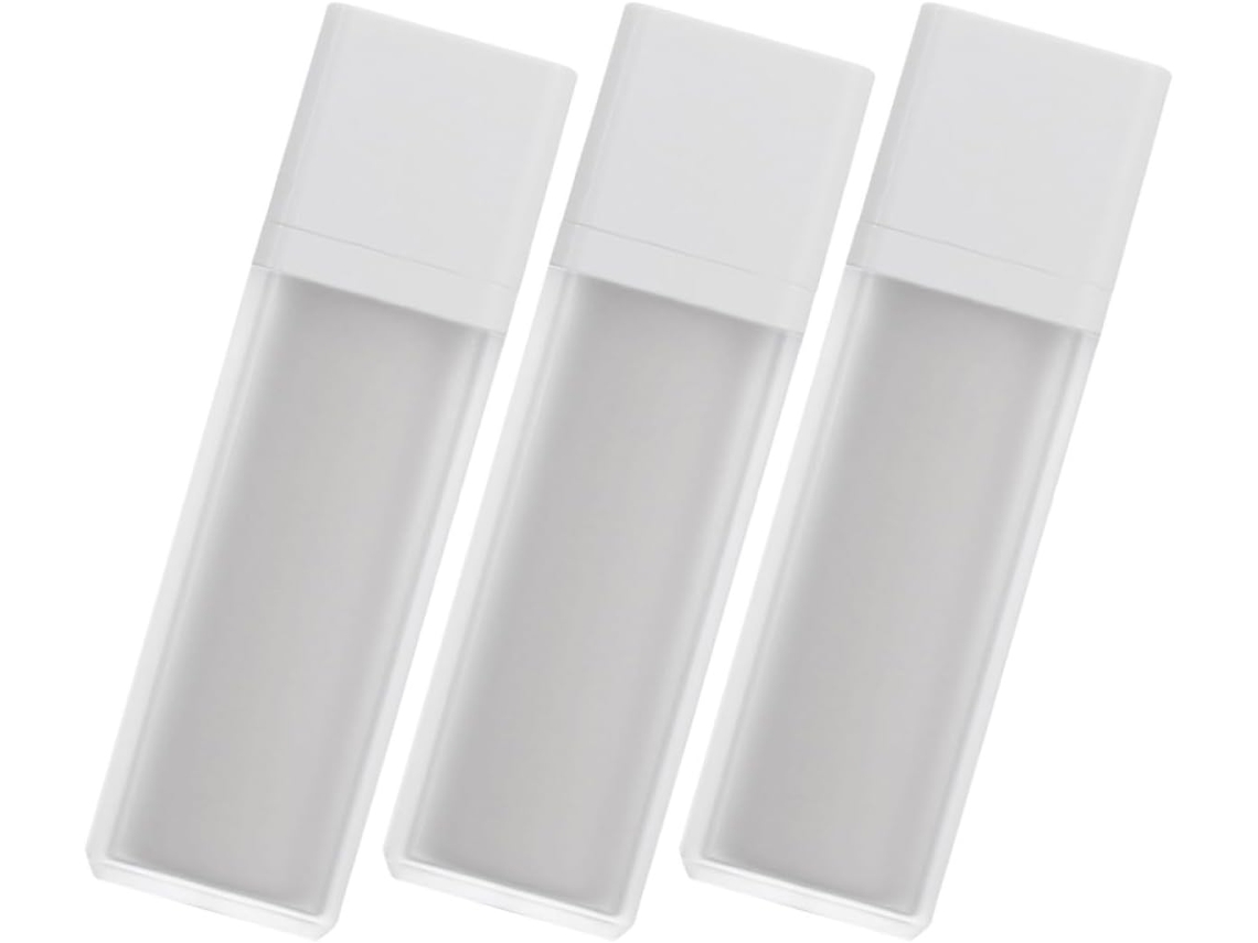 Conjunto De 3 Frascos Airless Recarregáveis De 50ml Em Aço Inoxidável E Polipropileno.