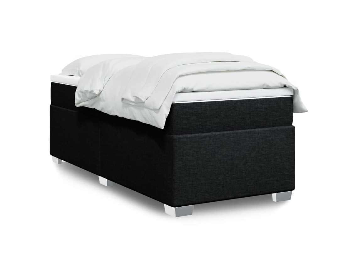 Cama com molas/colchão 90x190 cm tecido preto