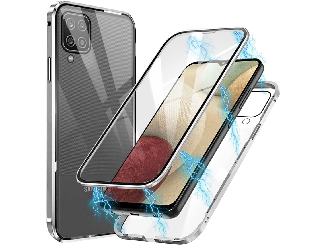 Capa Adsorção Lush Proteção Graus Frontal para Samsung Galaxy A12 HONGWE. Metal Magnética Transparente