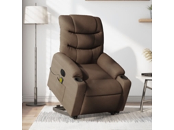 Vidaxl Poltrona Elétrica Elevatória Massagens Tecido Castanho
