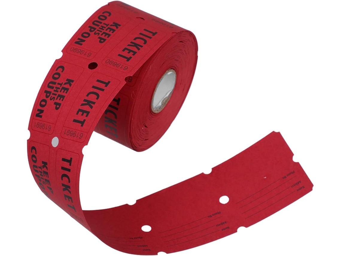 500 Bilhetes Numerados Para Rifas, Rolo Duplo, Vermelho Escuro, Bilhetes De Entrada Perfurados Para Eventos, Campanhas