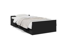Estrutura de Cama com Gavetas Derivados de Madeira Preto MAISON EXCLUSIVE (75x190 cm)