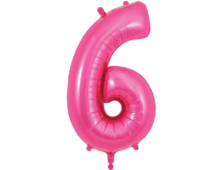 Balão Número 6 de 86cm Rosa