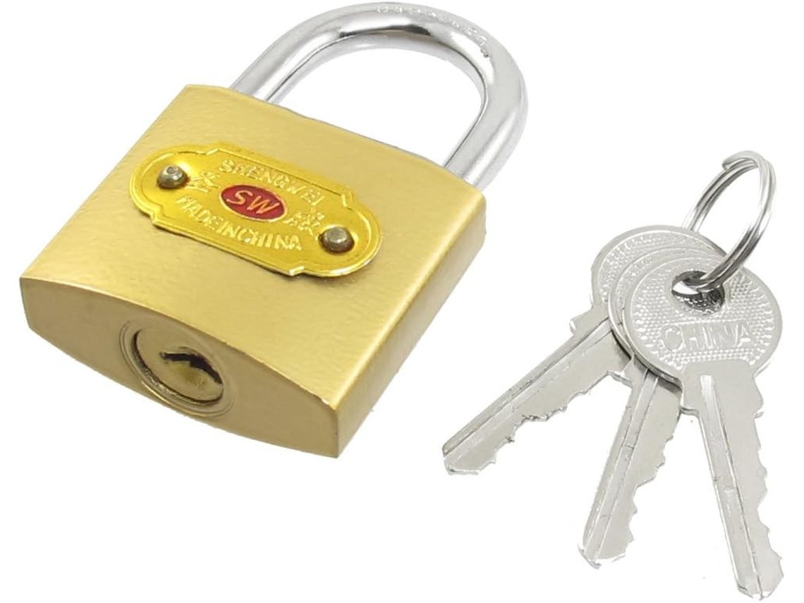 Armário para Caixa de Joias, Mochila, Cadeado Latão, 2,3' Altura, Tom Dourado, com Três Chaves CHABERLU