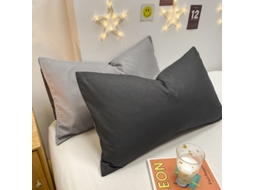 Pacote de 2 Fronhas de Algodão Laváveis para Quarto Cinza Escuro Cinza Claro EVELTEK 48cmx74cm