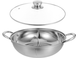 Panela De Aço Inoxidável De 32 Cm Com Tampa, Ideal Para Fondue E Outros Pratos. Estilo Chinês, Duráv Gokoco