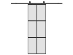 Conjunto 1 Porta De Correr Vidaxl Preto Vidro (213 Cm)