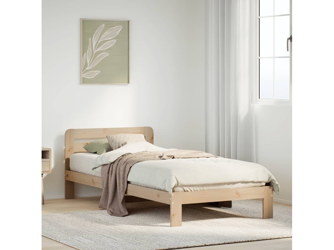 Vidaxl Cama Sem Colchão 90x200 Cm Madeira de Pinho Maciça