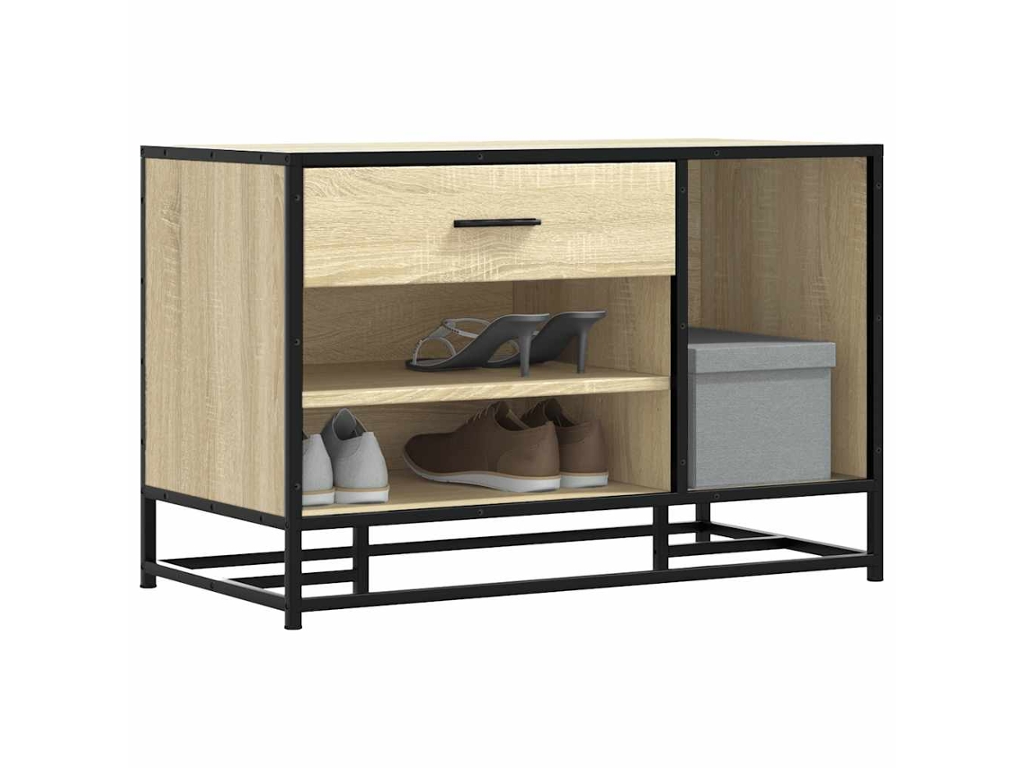 Vidaxl Banco Para Calçado Sonoma Carvalho 80x40x53,5 Cm Madeira Metal