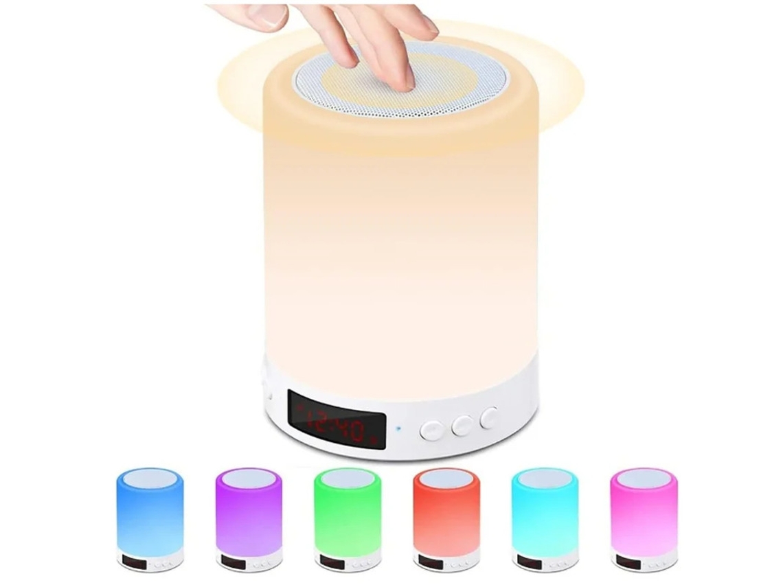 Candeeiro De Cabeceira Com Altifalante Bluetooth Despertador Com Luz Noturna De Toque Led Luz De Quarto Regulável Com Mudança De Cor Rgb Bestvite