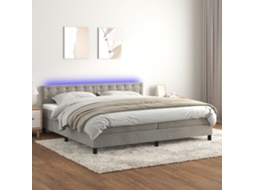 Vidaxl Cama Box Spring C/ Colchão/led 200x200 Cm Veludo Cinzento-claro