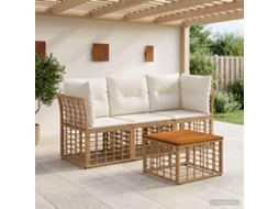 Vidaxl Conjunto De Sofás Para Exterior 4 Unid. Natural E Branco Creme