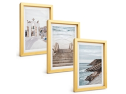 Um Conjunto De Imagens Decorativas Em Uma Molduraarquitetura Marítima De Santorini Moldura Dourada Pinturas De Quarto Espelharte (3 Peças 20x30 Cm)