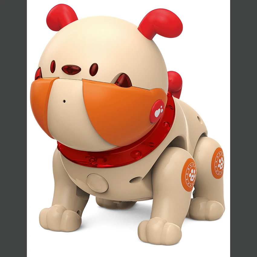 Cachorro Robô de Brinquedo com Inteligência Artificial, Controle por Voz, Efeitos Sonoros e de Led, Companheiro Inteligente. MDUG (laranja)