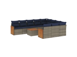 Conjunto de Sofá de Jardim, 11 Peças, Almofadas, Rattan Cinza MAISON EXCLUSIVE