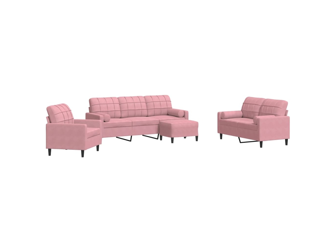 Sofa Set, Sofa Sets Vidaxl Cor-de-rosa Veludo (n/a)