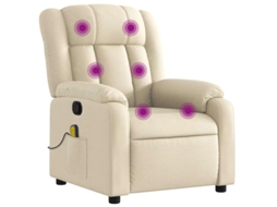 Massage Recliner Chair, Massage Recliner Chairs Vidaxl Creme Tecido