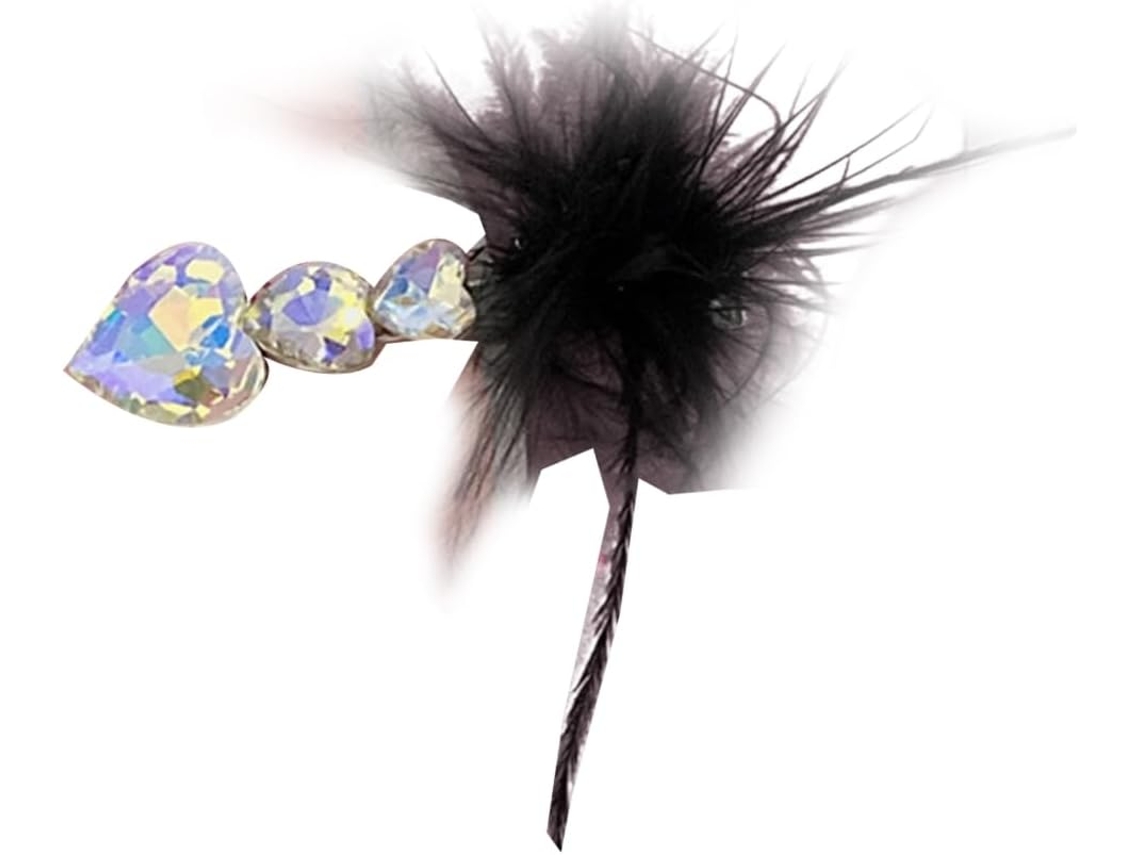 Presilha de Cabelo em Formato de Coração com Strass e Penas para Meninas e Mulheres. SFUSHOS