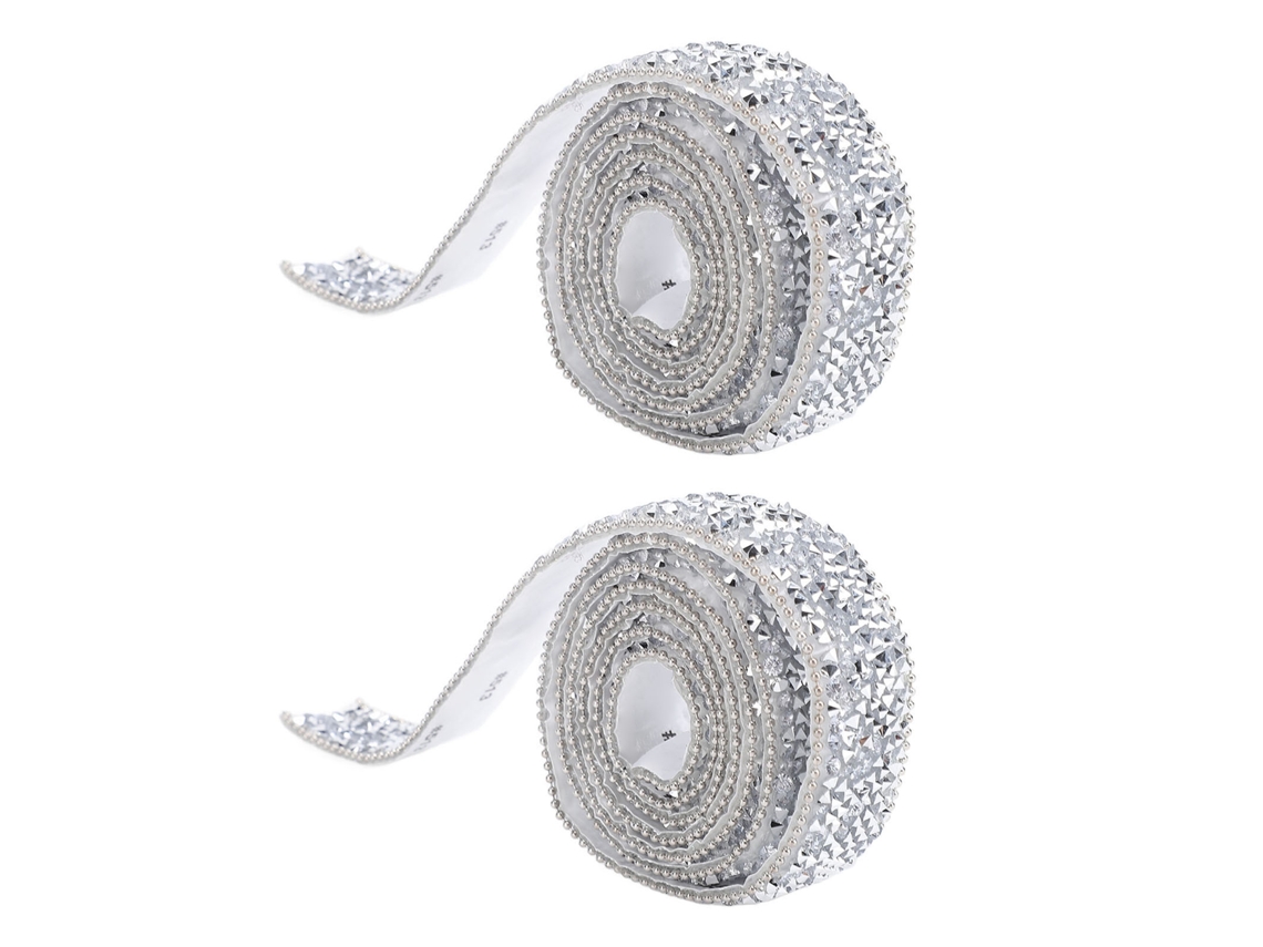 2pcs Fitas De Strass De Resina Prateadas Autoadesivas De 0,8 Polegadas