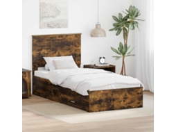 Vidaxl Estrutura Da Cama Com Gaveta Carvalho Defumado 90 X 190 Cm
