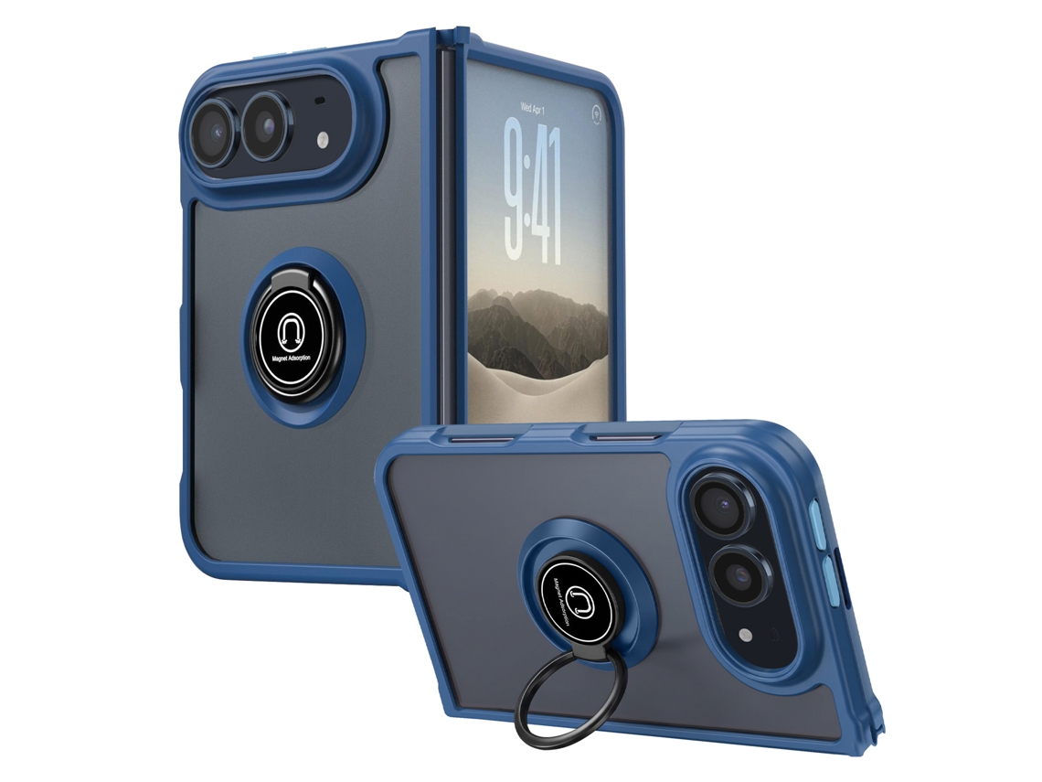 Capa Para Iphone Duo Proteção Bimaterial Com Suporte De Anel Magnético